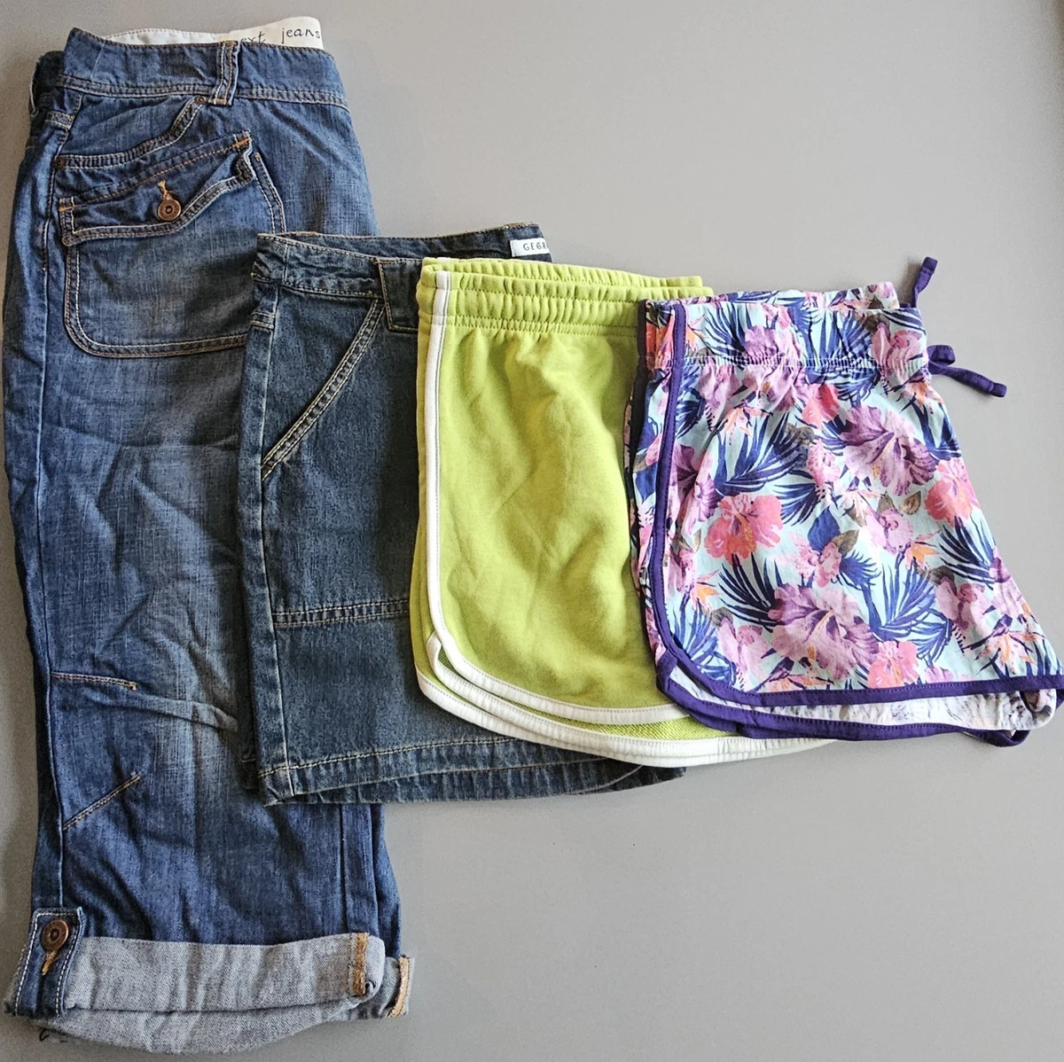 Short Cut-off Primark Femme 100% Coton Vert - Taille M - Taille Haute élastiquée