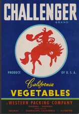 Western Packing Company Challenger California Vegetables unused crate label