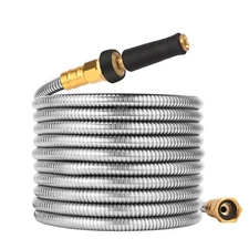 Expandable Metal Garden Hose 50 FT - 304 Stainless Steel Water Hose 50 FT - L...