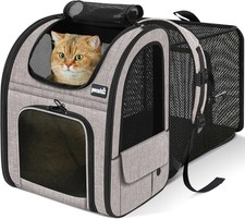 Expandable Pet Carrier Backpack for Small Dogs Cats 11 lbs - Breathable Mesh