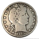 Terrific 1913 D Denver Barber Early Half 50C Silver Half Dollar Coin