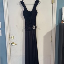 XOXO Black Ruched Maxi Gown Square Neck