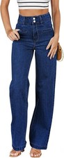 Women's High Waisted Straight Leg Stretchy Jeans Loose Wide Leg Denim Pants