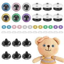 12 Pcs Glitter Safety Eyes, 40mm Plastic 3D Crochet Doll Eyes, 6 Colors