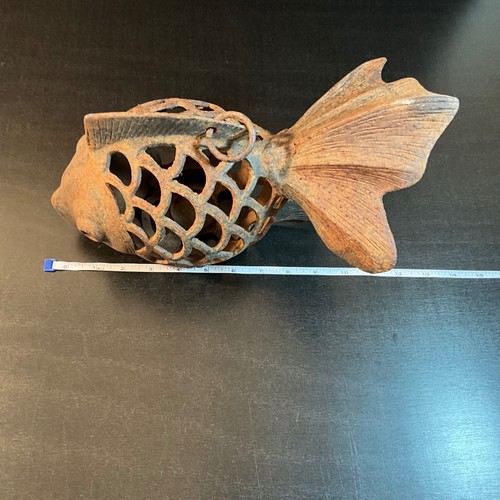 Vintage Cast Iron Fish Candle Holder Lantern Rustic Nautical Coastal Home Decor - Picture 5 of 7