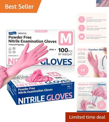 Medical Nitrile Exam Gloves, 3.5 mil Powder-Free Food-Safe Disposable Glove f...