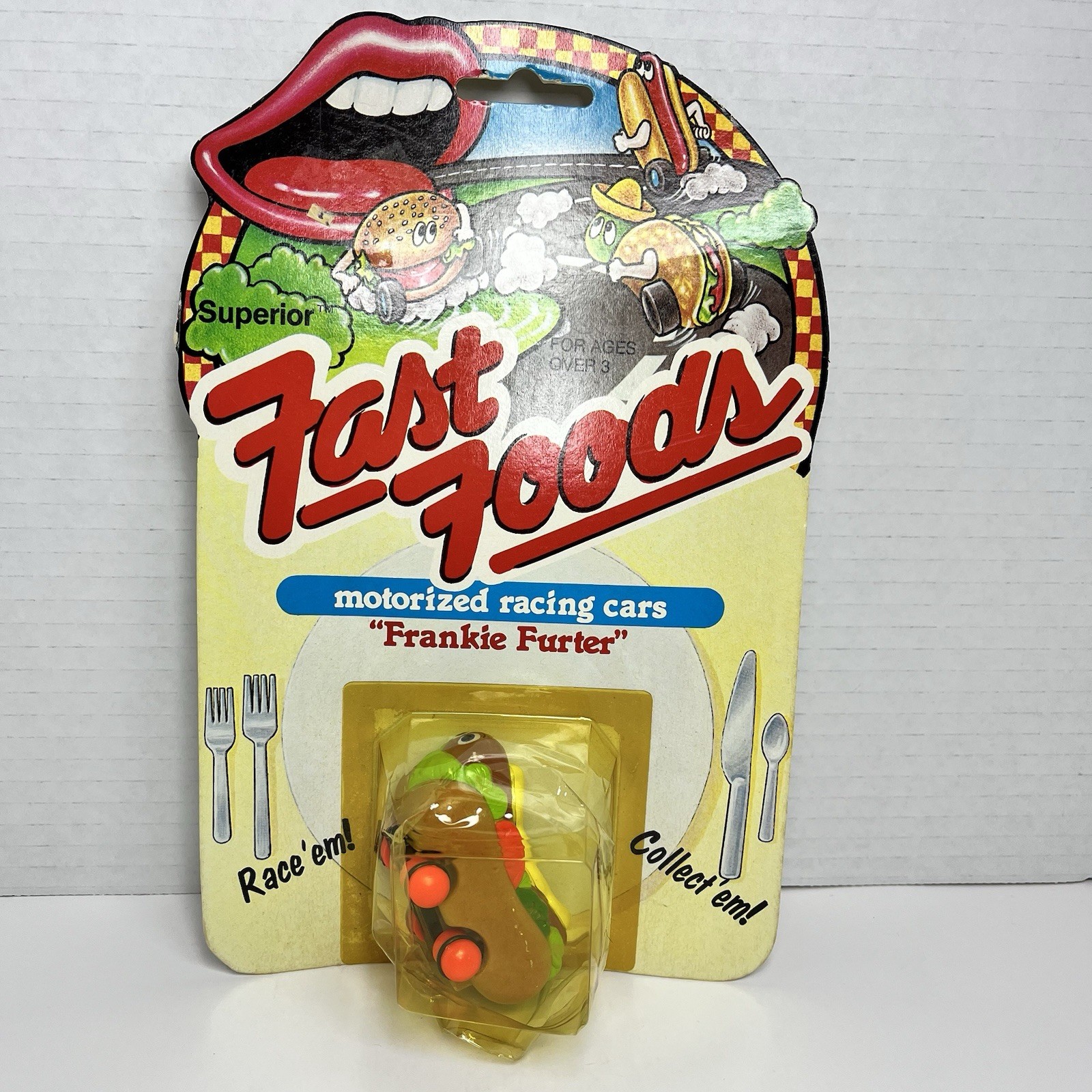 VTG "Fast Foods" motorized racing car toy  "Frankie Furter 1989 NEW *Rare Find*