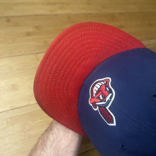 New Era 59FIFTY O/F Cool Base USA Cleveland Indians Chief Wahoo Fitted 7 1/4 Hat - Picture 7 of 24