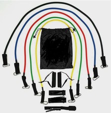 11 PCS Resistance Band Set Yoga Pilates Abs Exercise Fitness Workout Bands A0087