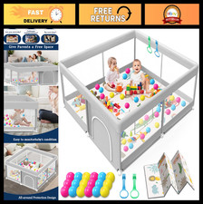 Waterproof Baby Playpen with Mat, 50x50 Inch Toddler Play Yard Safety Gate Indoo