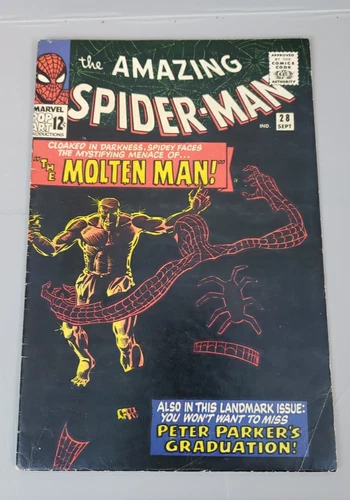 Amazing Spider-Man #28 Marvel 1965 - 1st App of Molten Man - Peter Graduates HS