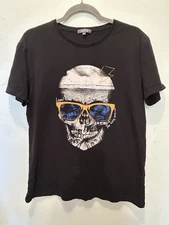 Down Up “Loyal To The Beach” Skull Graphic Tee Black Statement Shirt Men’s XL