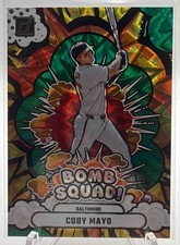 2025 Panini Donruss Coby Mayo #19 Bomb Squad Green Xplosion 23/25 Orioles