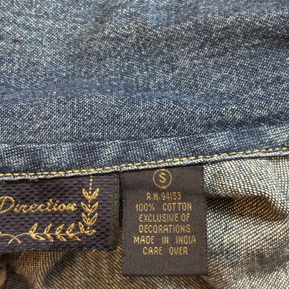 New Direction Denim Patchwork Button Down Shirt S… - image 5