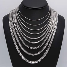 Rhodium Franco Chain Solid Sterling Silver 925 Italy All Sizes