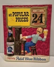 Vintage Pabst Blue Ribbon Beer Calendar Sign 18" X 15" Rare 1960s Advertising