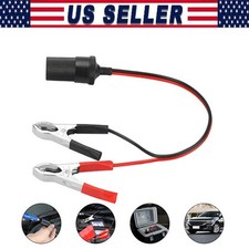 Car Battery Alligator Clamp Cable Clip Cigarette Lighter Adapter Socket 12V Lot