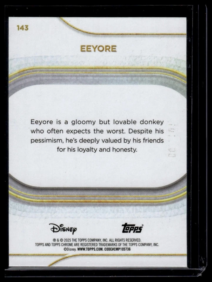 2025 Topps Chrome Disney #143 Eeyore Mickey Mouse Black & White Shimmer - Image 2 of 2