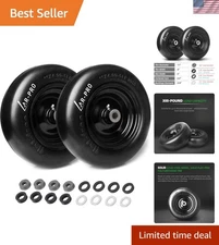 2-Pack Flat Free Tire and Wheel, Universal 11x4-5 Solid Smooth Tractor Turf T...