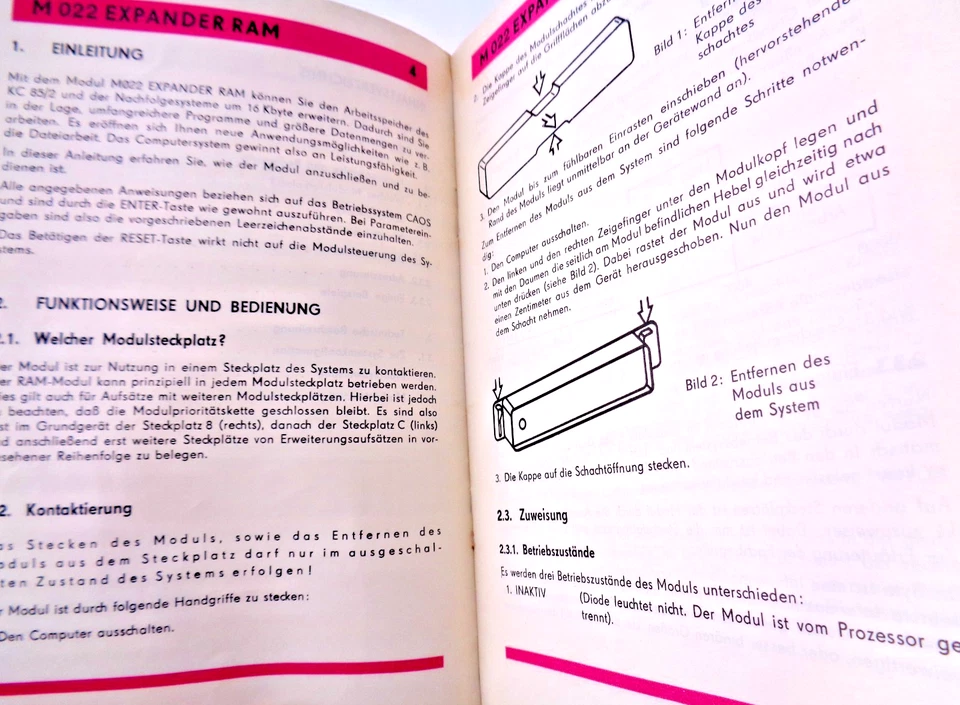 ROBOTRON KC85 -- EXPANDER RAM M022 (VEB - MANUAL) #2DE - Bild 4 von 4