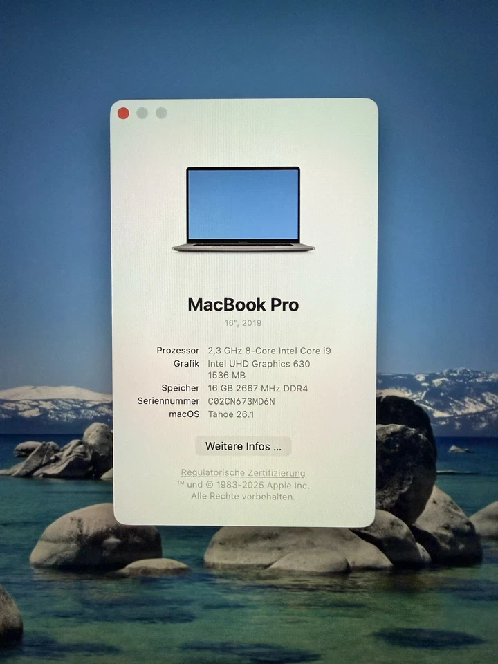 Apple MacBook Pro Retina TouchBar 16“ 8-Core i9 2,3 Ghz 1 TB SSD 16 GB Ram 2019 - Bild 3 von 4