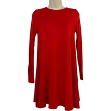 Asos Dress 2 Long Sleeve Swing Mini Short Red Knit Long Sleeve Above Knee XS S