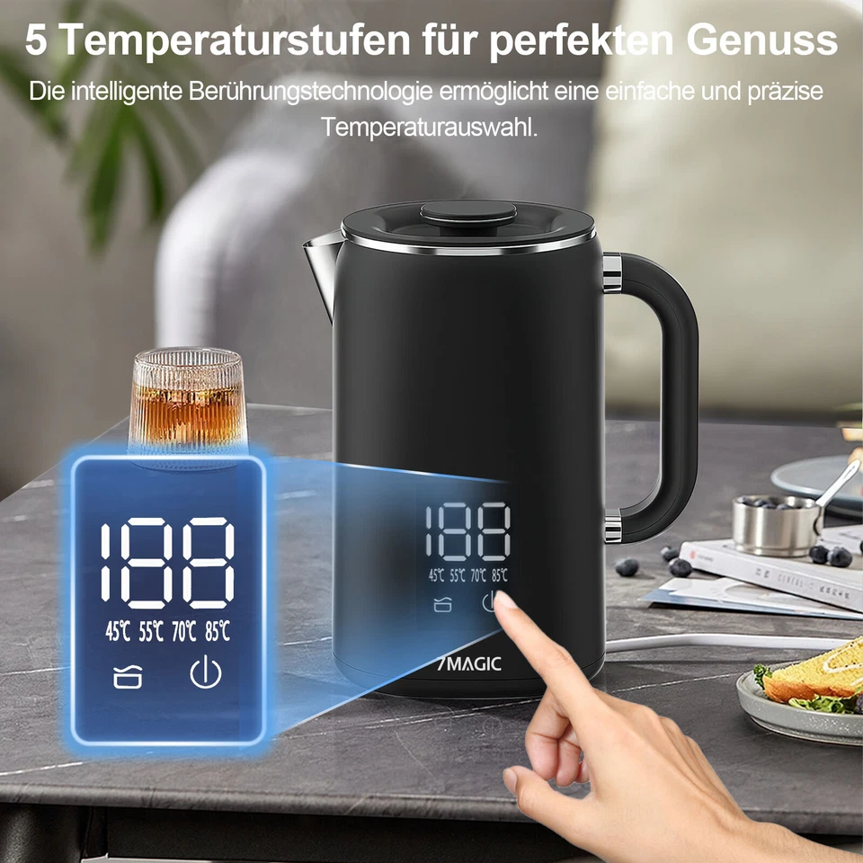 Stainless Steel Kettle 1500 Watt with 45-100C Temperature Selector LED Lighting - Image 3 of 4