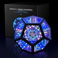 Infinity Mirror Light Infinite Dodecahedron Color Art Light for Gaming Room Deco