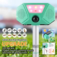 NEW Solar Ultrasonic Animal Repellent Dog Cat Skunk Deer Raccoon For Garden