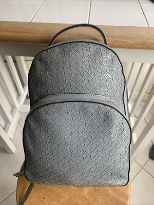 Calvin Klein Estelle Debossed Monogram Logo Gray Backpack