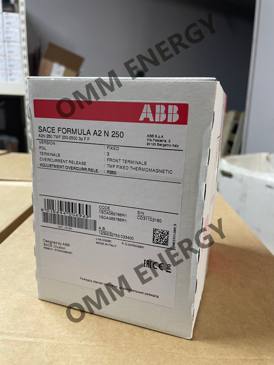 ABB 250 Amp Circuit Breaker - A2N 250 TMF 250-2500 3p F F