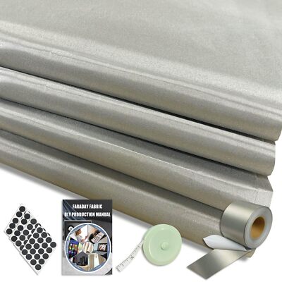 Faraday Fabric 43'' W×118'' L(Big 3 Yards)+1.18'' W×314'' L Faraday Tape, Faraday...