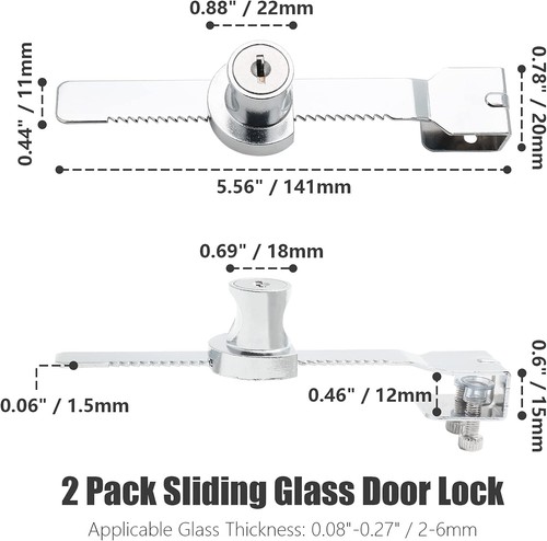 2Pcs Keyed Display Case Showcase Lock Sliding Glass Cabinet Door Lock with 4 Key - Picture 2 of 12