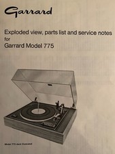 Garrard Model 775 Turntable ORIGINAL Exploded View - Parts  Service
