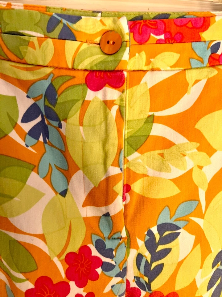 SIGRID OLSEN WOMENS SIZE 12 CROP FLORAL COTTON/NYLON/SPANDEX PRINT PANTS Sz 12 - Image 3 of 4