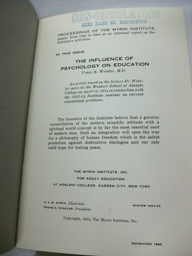 Myrin Institute Proceedings 6 Ausgaben Adelphi College 60er-70er Jahre Steiner Lusseyran - Bild 3 von 7