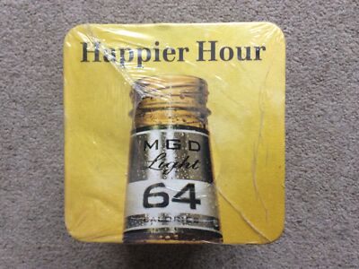New 100 Pack Miller Genuine Draft MGD Light 64 Beer Coasters Sealed 4x4 2 Sided