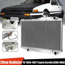 Aluminum 2 Row Core Performance Radiator For 84-87 Toyota Corolla AE86 4AGE 1.6L