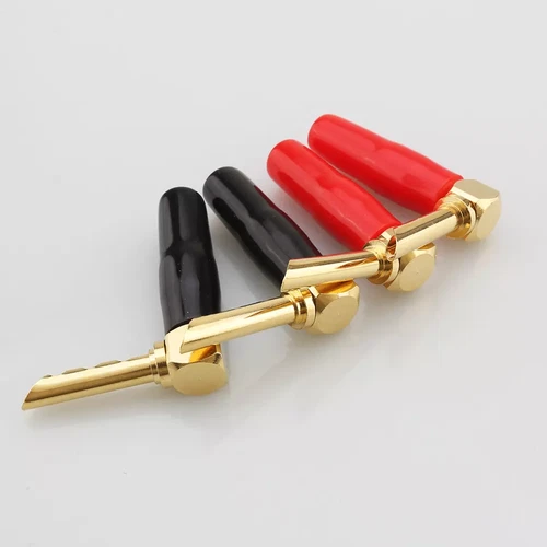 8pcs High-end Gold Plated 90 Degree Banana plug Screw Lock Connector Audio Wire - Picture 7 of 7
