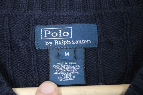 Polo Ralph Lauren M Boys' Youth Blue Cable Knit V-Neck Cotton Sweater Vest - Picture 4 of 7