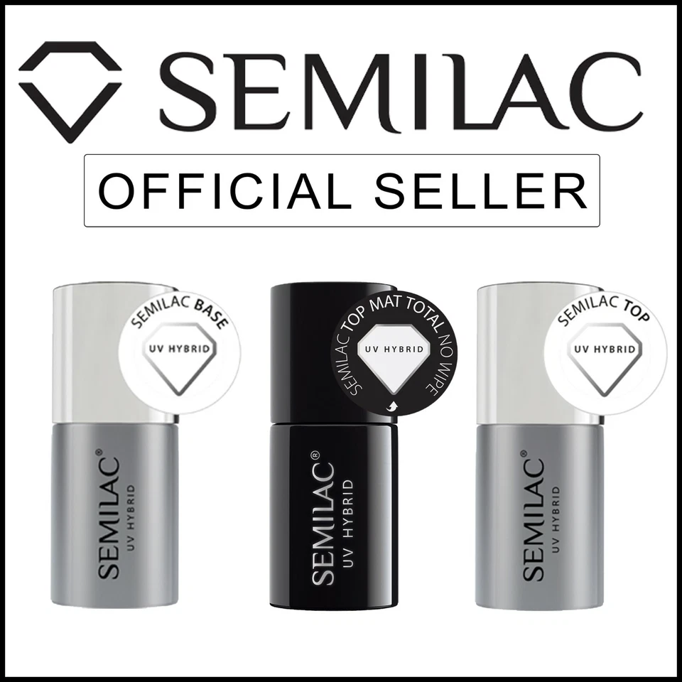Semilac Nail Gel Polish UV/LED Soak Off Primer, Top, Base Fiber Base Coats Hardi