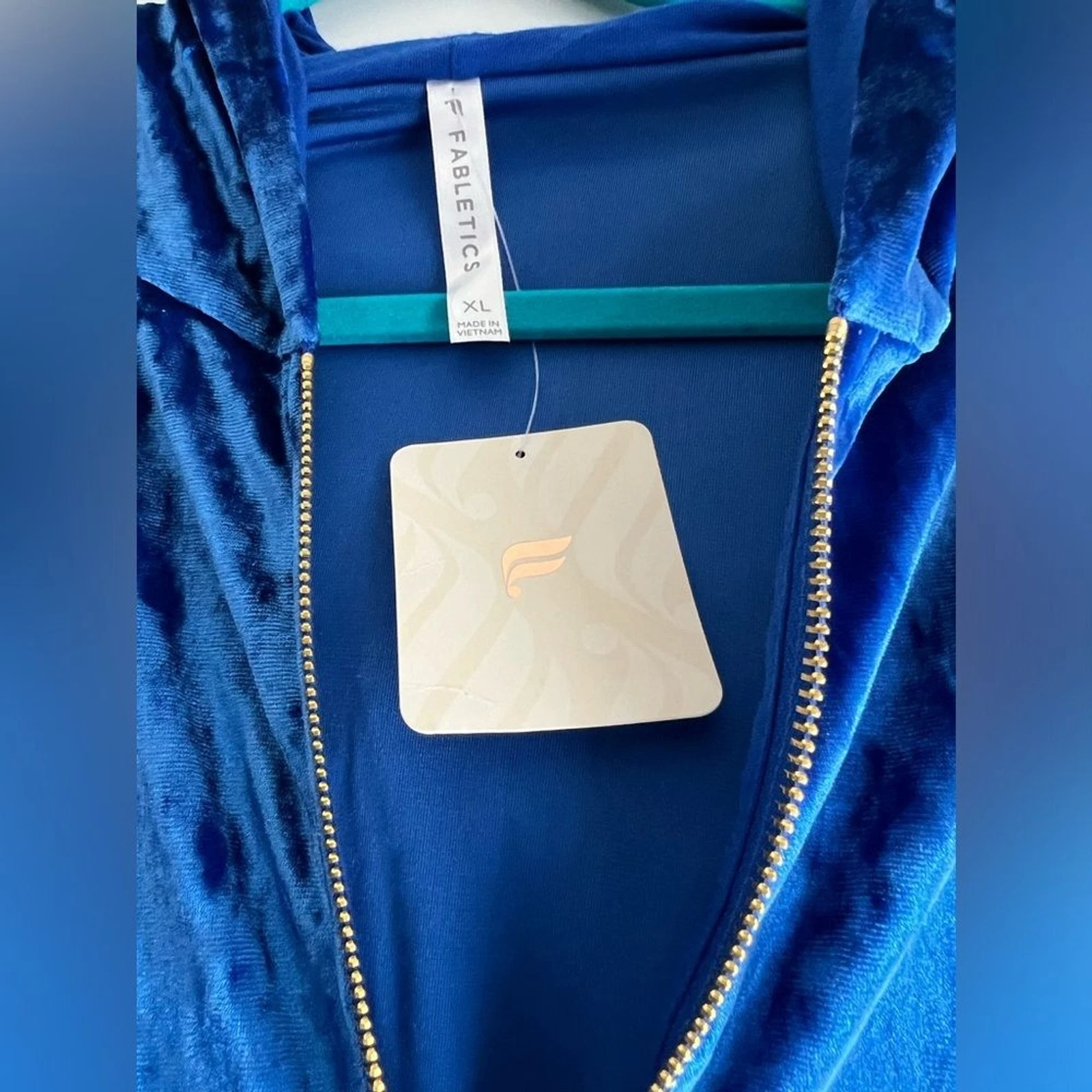 VETEMENTS Felpa con cappuccio Fabletics velluto schiacciato con cerniera taglia XL NUOVA