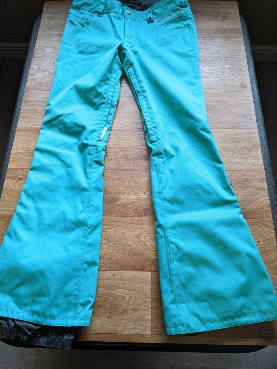 Womens Burton The White Collection Dryride Snowboard Pants. Size S Teal Green