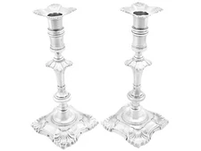 Antique Irish Sterling Silver Candlesticks Circa 1750