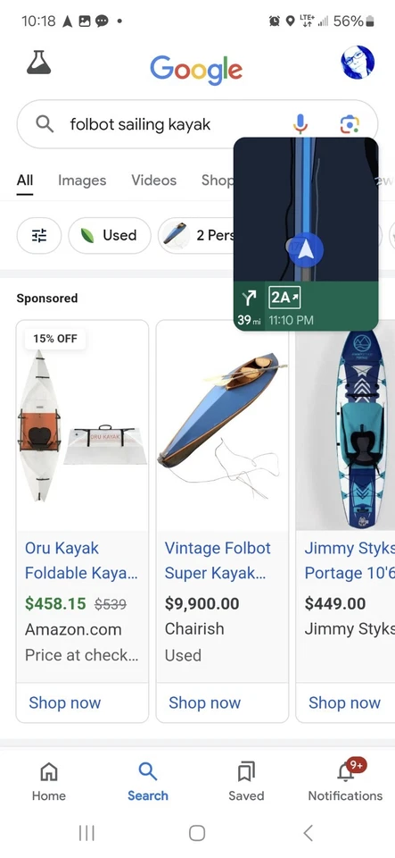 Kayak Folbot 17 pies 2 personas con velas Foto 3 de 4