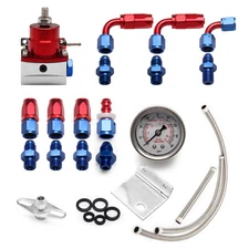 Universal Adjustable Fuel Pressure Regulator Kit 0-100psi Guage AN6 Fitting Red