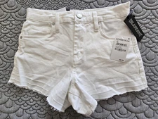 NWT BlankNYC High Rise White Denim Shorts, The Lenox, Vodka Soda MSRP $68, Sz 24