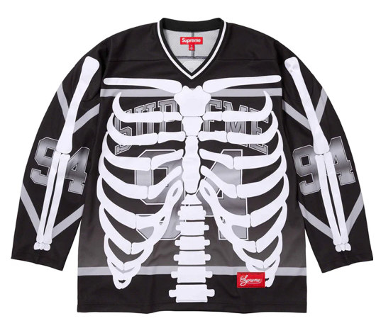 Supreme Bones Hockey Jersey Black Size Large (FW23) Skeleton Supreme Bones Hockey Jersey Black Size Large (FW23) Skeleton
