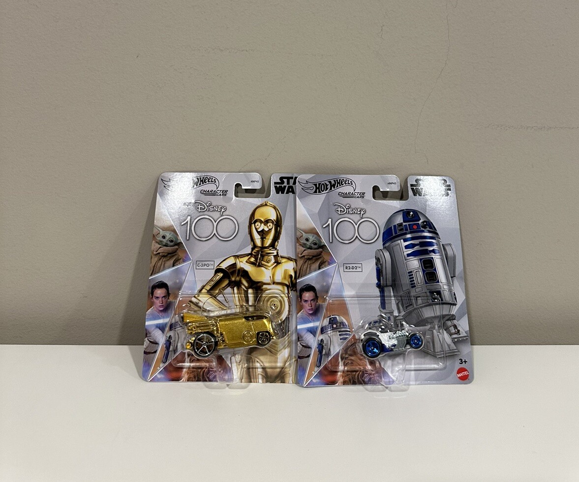 Hot Wheels Character Cars Disney 100 Star Wars R2-D2 & C-3PO Lot