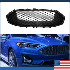 Fit For 19-2020 Ford Fusion Front Upper Grille Grill Full Gloss Black Mesh Style
